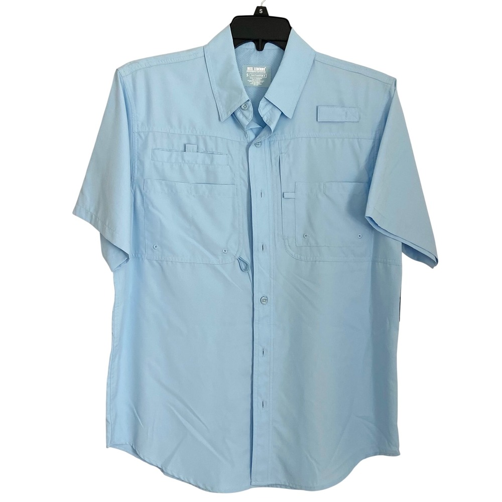 Reel Legends Mens Saltwater II Fishing Shirt Blue UPF 50 RLM1043 Small NEW